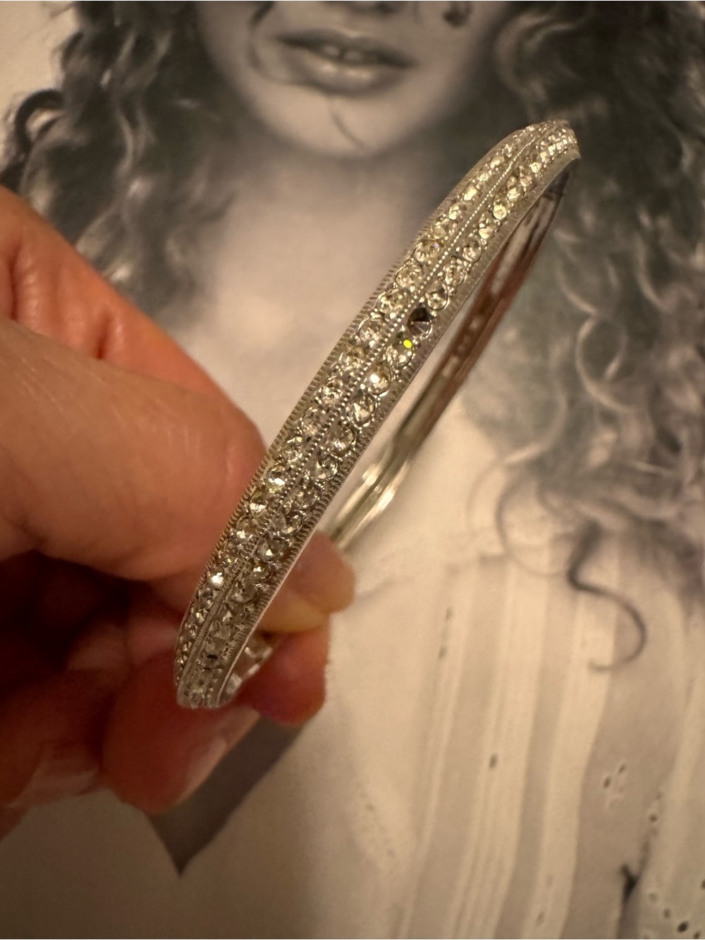 Banana Republic Silver Crystal Pavé Bangle Bracelet - Picture 3 of 6